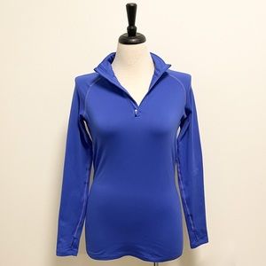 Nike Pro Combat Blue Dri Fit Fitted Long Sleeve Womens Medium Stretch 1/4 Zip
